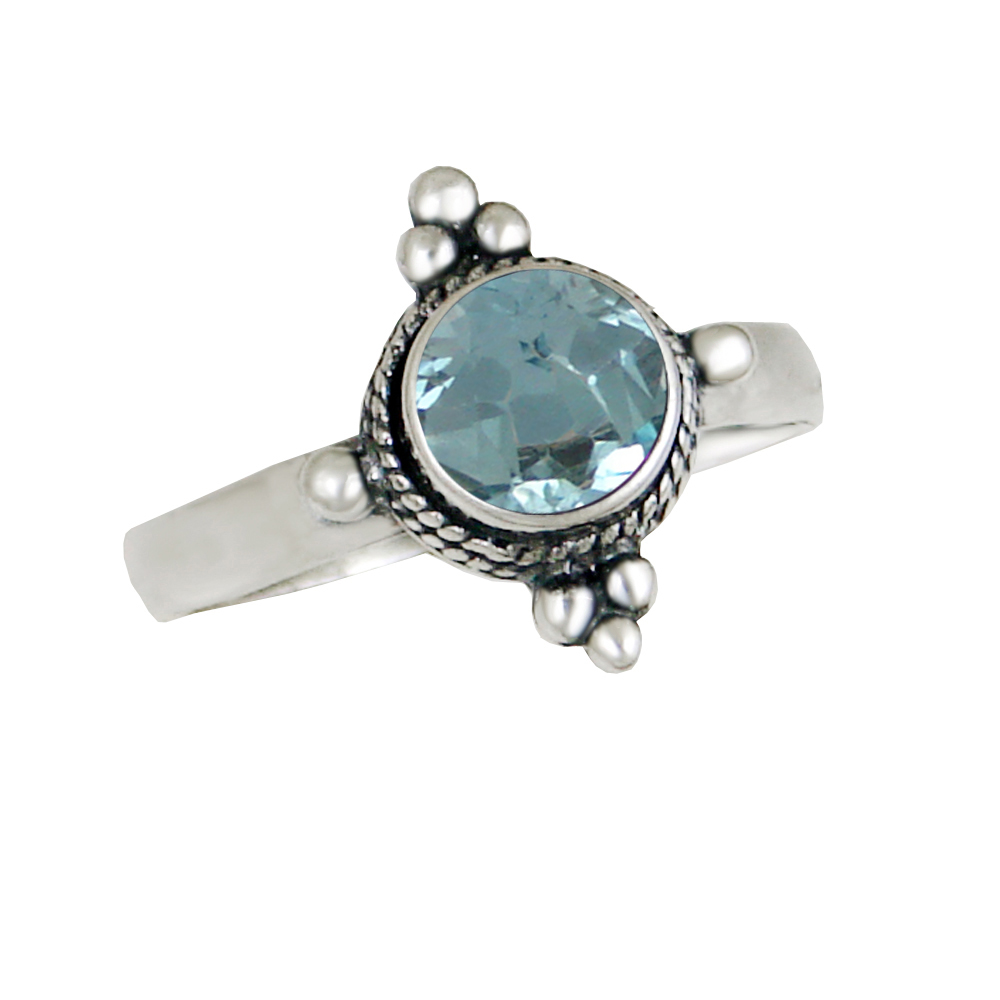 Sterling Silver Gemstone Ring With Blue Topaz Size 5